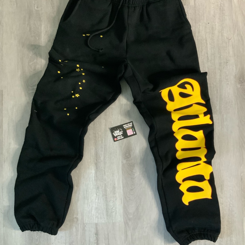 Black Joggers with Yellow Graphic